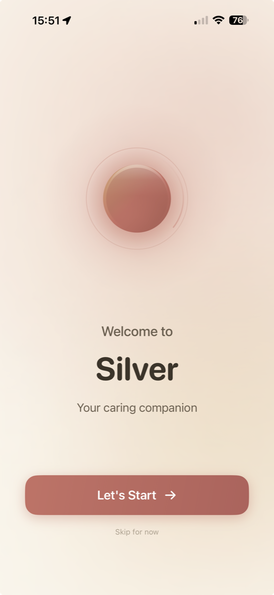 Silver app AI companion orb